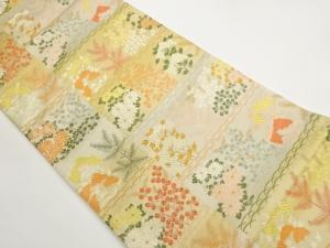 秋草模様織出し袋帯